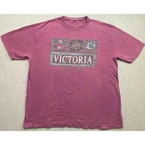 VTG Victoria British Columbia Pink TShirt Sz XL Graphic Single Stitch Distressed